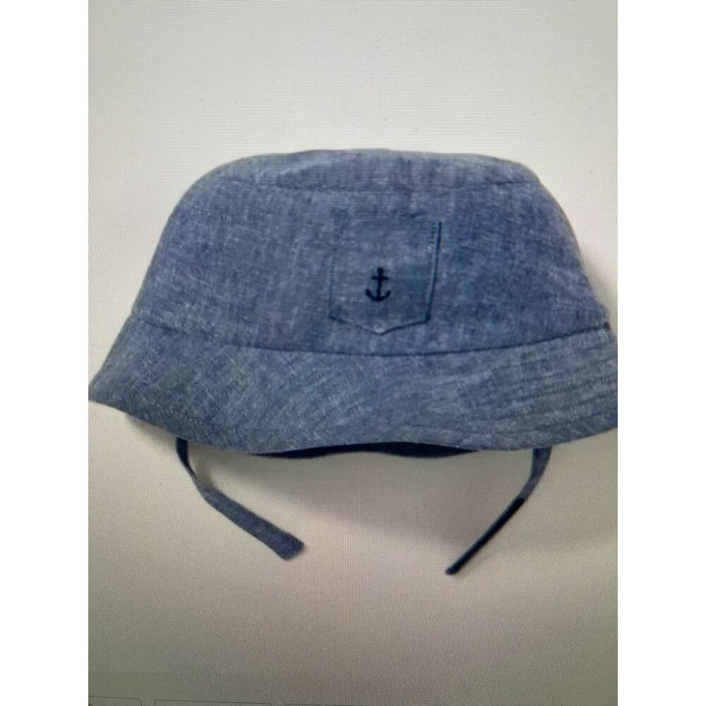 NWT Janie and Jack 6-12 Months chambray bucket hat boys anchor